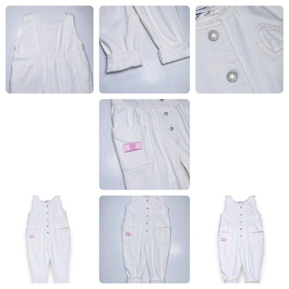 Vintage Jordache Girls Lace Bubble Denim Overalls Longall Romper Outfit 4 - Picture 3 of 16